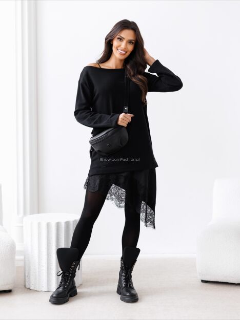 BY O LA LA!  SUKIENKA/BLUZKA Z HALKĄ CZARNA