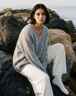 YARN OVERSIZOWY SWETER PREMIUM SANDY SZARY