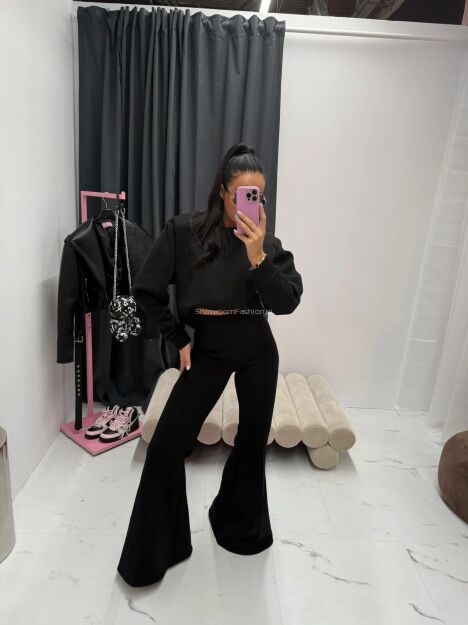 LA MILLA DRESOWE SPODNIE DZWONY OCIEPLANE CZARNE