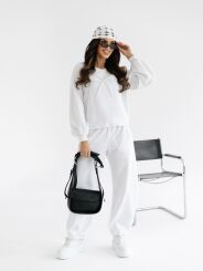 BY O LA LA ! SPODNIE DRESOWE Z ZASZEWKAMI KYLIE OFF WHITE