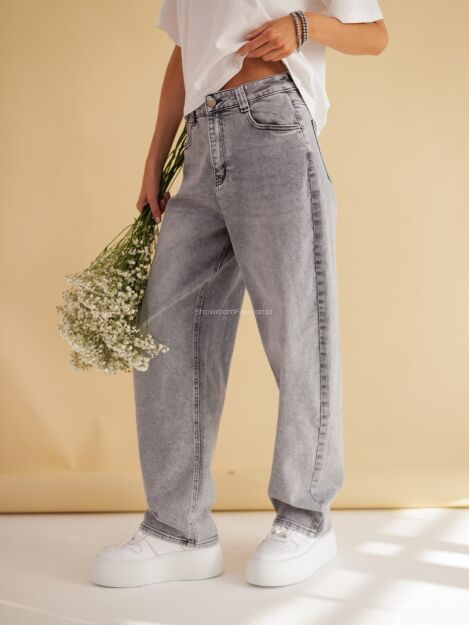 BY O LA LA! SPODNIE JEANSY PRZECIERANE VINTAGE SZARE