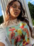 LADY DRAMA T-SHIRT Z PRINTEM CHEERS BIAŁY - 2