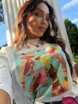 LADY DRAMA T-SHIRT Z PRINTEM CHEERS BIAŁY - 4
