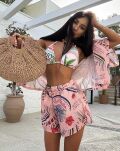 LA MILLA KOMPLET LNIANY KOSZULA KIMONO + SZORTY RÓŻ/MULTICOLOR - 5