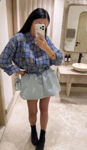 LA MILLA KOSZULA W KRATĘ BIANCA NIEBIESKA