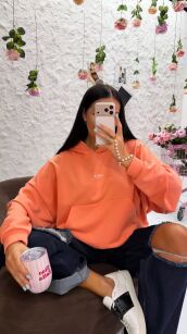 LA MILLA BLUZA OVERSIZE KANGURKA POMARAŃCZOWA