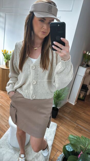 BY O LA LA.. ! SWETER Z LOGOWANYMI GUZIKAMI BEŻ