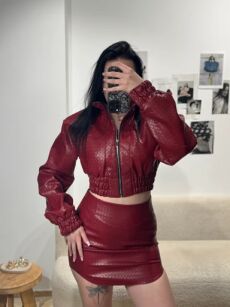 LA MILLA SPÓDNICA MINI Z ECO SKÓRY BETTY BORDO/CZERWIEŃ