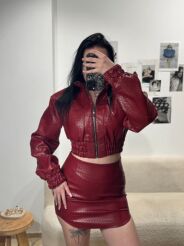 LA MILLA SPÓDNICA MINI Z ECO SKÓRY BETTY BORDO/CZERWIEŃ