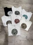 BY O LA LA! PUDEŁKOWA BLUZKA T-SHIRT STEMPEL BIEL/TURKUS - 4