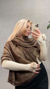 SZAL CHUSTA Z BŁYSZCZĄCĄ NITKĄ ROSALIE CZEKOLADA