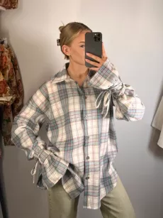 LA MILLA KOSZULA W KRATĘ WIĄZANE RĘKAWY ELEMI MORSKA/RÓŻ/ZIELEŃ/BIEL