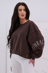 NATURAL SIDE BLUZA PUDEŁKOWA Z LOGO NA RĘKAWIE BRĄZ