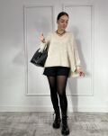 BY O LA LA.. ! OVERSIZOWY SWETER V-NECK NUDE - 4