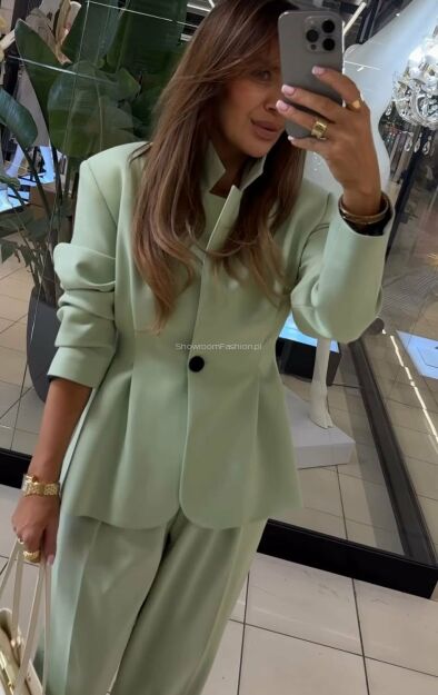 EMO MARYNARKA TALIOWANA Z ZASZEWKAMI PISTACJA