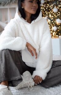 BY O LA LA!  BLUZA MIŚ Z PIKOWANĄ KIESZENIĄ ŚMIETANA