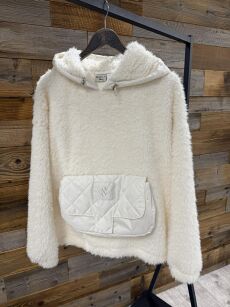 BY O LA LA!  BLUZA MIŚ Z PIKOWANĄ KIESZENIĄ ŚMIETANA