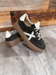 BY O LA LA...! SNEAKERSY GRUBA PODESZWA KHAKI