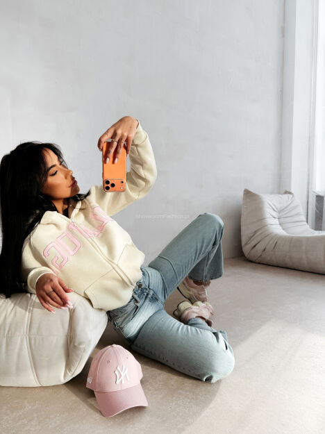 OLAVOGA BLUZA DRESOWA IRIS ECRU/RÓŻ