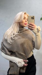 SZAL CHUSTA Z BŁYSZCZĄCĄ NITKĄ ROSALIE CAPPUCCINO