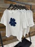 BY O LA LA! BLUZKA T-SHIRT DAISY OFF WHITE/BLUE MINT - 2