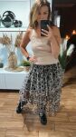 BY O LA LA! SPÓDNICA MAXI KOŁA BEŻ/ECRU/CZARNA - 3