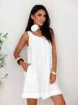BY O LA LA...! KOMBINEZON OVERSIZE Z CHOKEREM OFF WHITE - 2