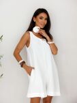 BY O LA LA...! KOMBINEZON OVERSIZE Z CHOKEREM OFF WHITE - 3