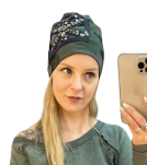 BY O LA LA...! BAWEŁNIANA CZAPKA Z KAMIENIAMI MORO KHAKI - 4