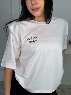 BY O LA LA! BLUZKA T-SHIRT Z PODUSZKAMI FEMALE BIEL/GRANAT