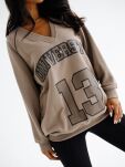 BY O LA LA! OVERSIZOVA BLUZA UNIVERSITY 13 STONE (TAUPE) - 2