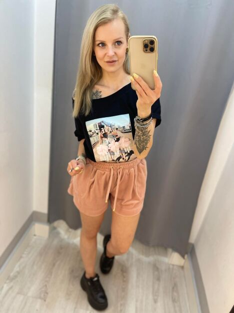 BY O LA LA...! SZORTY WELUROWE BRUDNY RÓŻ