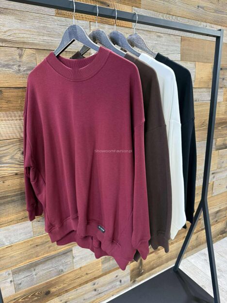 BY O LA LA! OVERSIZOWA DRESOWA BLUZA CLASSIC MERLOT (BORDO)