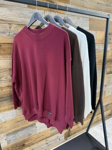 BY O LA LA! OVERSIZOWA DRESOWA BLUZA CLASSIC MERLOT (BORDO)