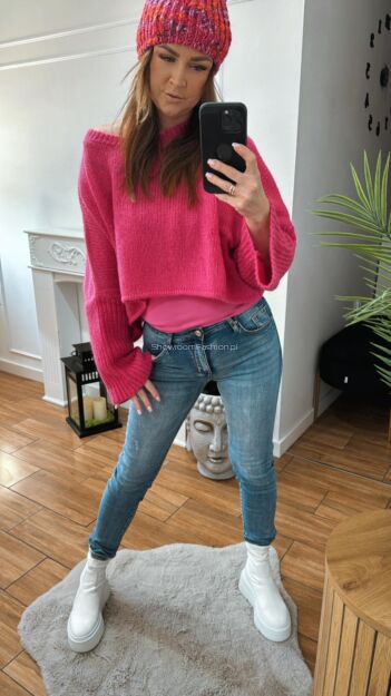 BY O LA LA! SPODNIE JEANSY RURKI PUSH UP NIEBIESKIE