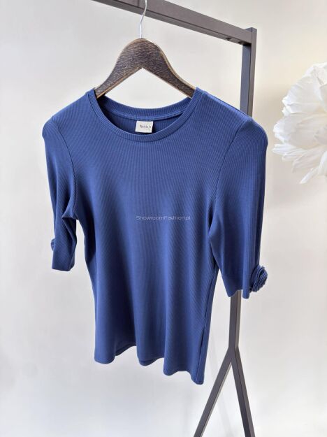 BY O LA LA! BLUZKA T-SHIRT PRĄŻEK ROSES DENIM (GRANAT)