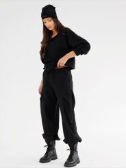 BY O LA LA...! DRESOWE SPODNIE ZASZEWKA CZARNE