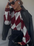 EMO SWETER W ROMBY BORDO - 2