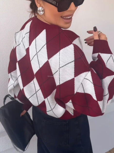 EMO SWETER W ROMBY BORDO
