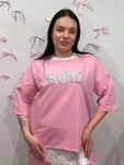 BY O LA LA! BLUZKA T-SHIRT SOHO SUGAR PINK/SZARY - 2
