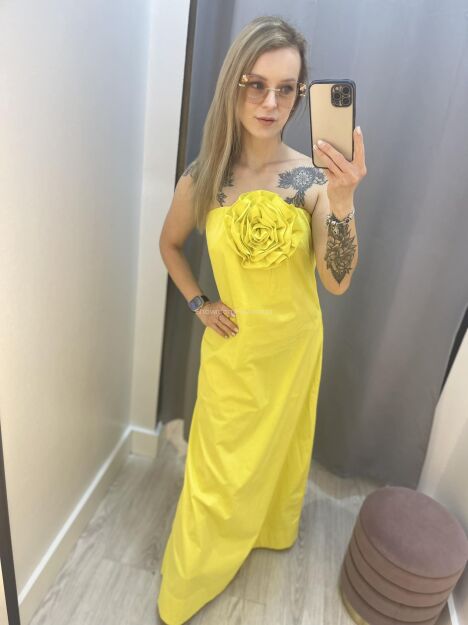 BY O LA LA! DŁUGA SUKIENKA RÓŻA LIMONKOWA ŻÓŁĆ