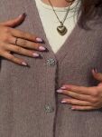 SWETER KARDIGAN OZDOBNE GUZIKI DAISY CHŁODNY BEŻ - 4