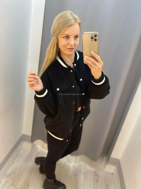 BY O LA LA! FLAUSZOWA KURTKA BOMBER CZARNA