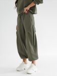 BY O LA LA...! DRESOWE SPODNIE ZASZEWKA MATCHA (KHAKI) - 2