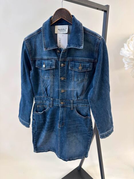 BY O LA LA! JEANSOWA SUKIENKA MINI GRANAT (NAVY)