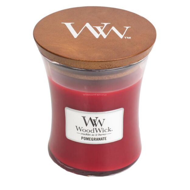 WoodWick - Pomegranate - średnia świeca zapachowa z drewnianym knotem