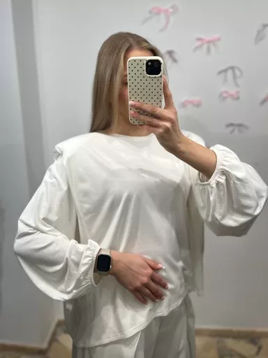 SEMPRE LEJĄCA BLUZKA Z PODUSZKAMI ŚMIETANA