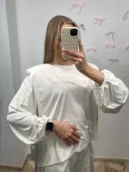 SEMPRE LEJĄCA BLUZKA Z PODUSZKAMI ŚMIETANA