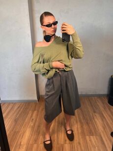 LADY DRAMA SPODENKI CULOTTE JODEŁKA SZARE