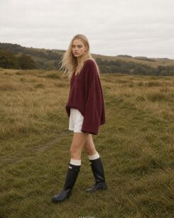 YARN OVERSIZOWY SWETER PREMIUM SANDY BORDO